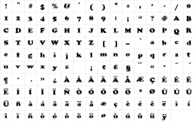 CooperBlaDBolIn1 Regular  glyph index