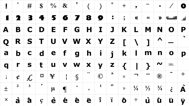 Motken noqta ii Regular  glyph index