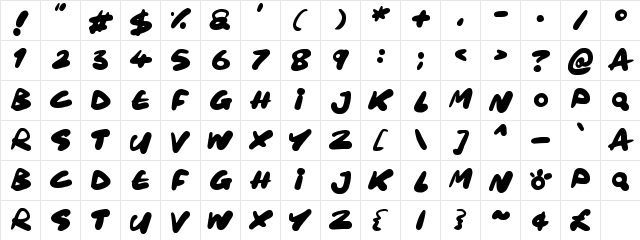 Maxi Marker Regular  glyph index