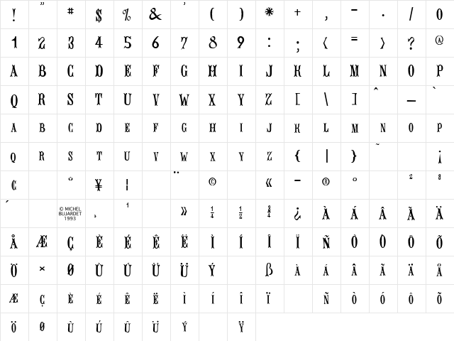 Dino Regular  glyph index