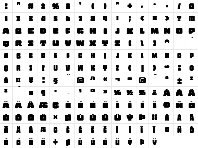 CopalSolid Roman  glyph index