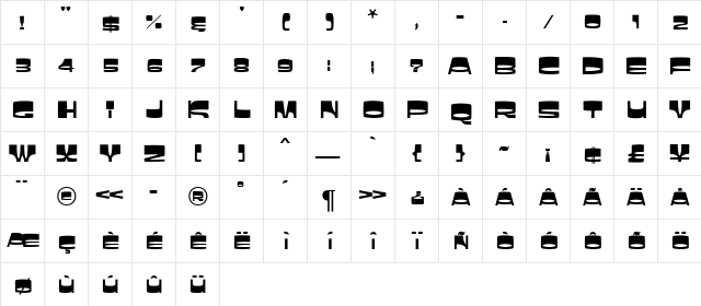 Jackson MN Regular  glyph index