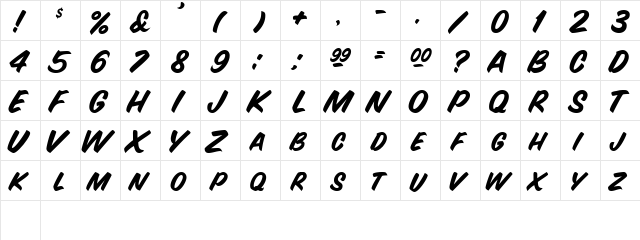 BrendalauerScriptSCapsSSK Bold  glyph index