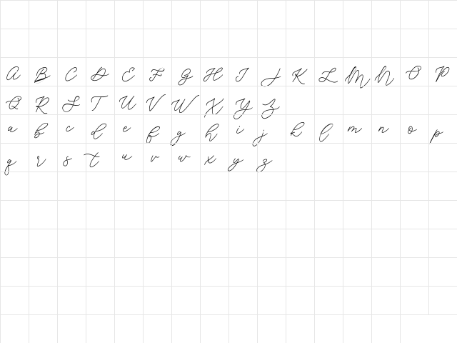 Jean Jingga Regular  glyph index