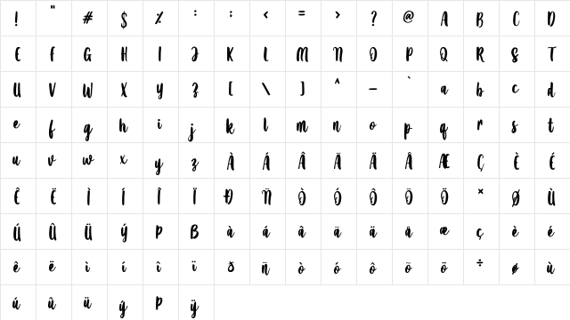 Amanise Regular  glyph index