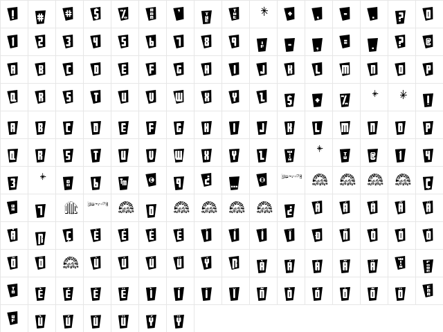 JetAgeHiFi Medium  glyph index