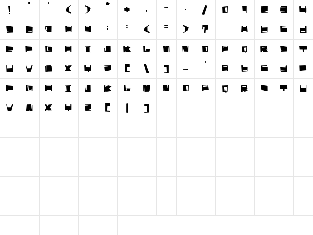 quatro dead mosquito's Regular  glyph index