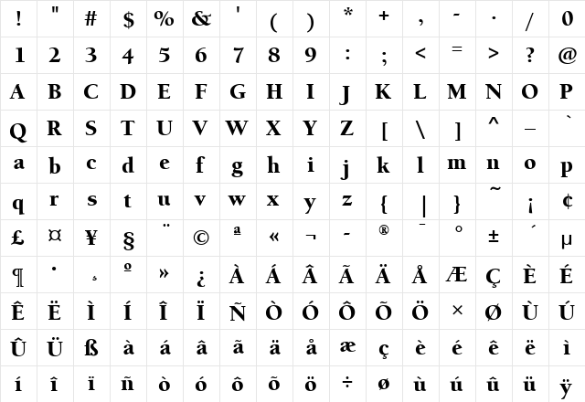 BerkeleyOldMdITC Black  glyph index