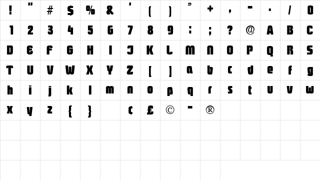 BoozleDisplaySSK Regular  glyph index
