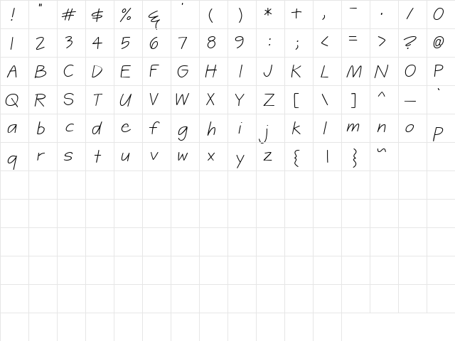 CK Print Regular  glyph index