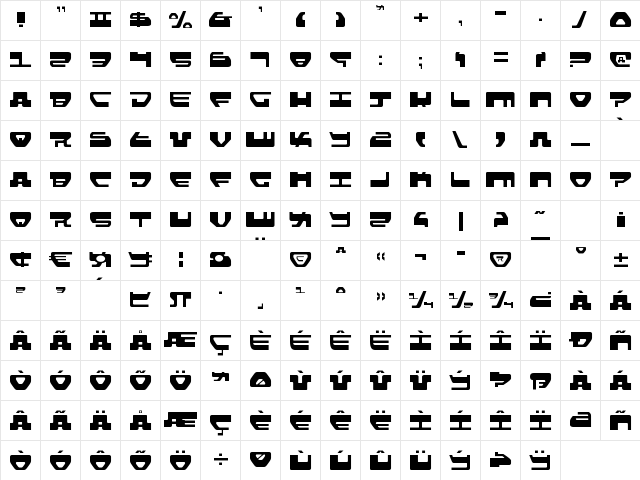 Loveladies Light Light  glyph index