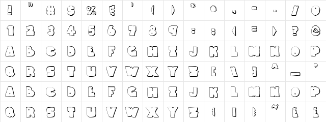 Thunder Thighs Shadow Regular  glyph index