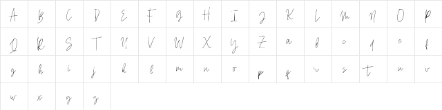 Beauty Signature Regular  glyph index