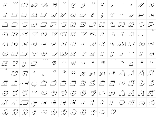 Han Solo Exp Shadow Italic Exp Shadow Italic  glyph index