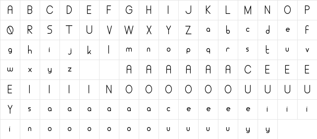 ALDORA DEMO Regular  glyph index