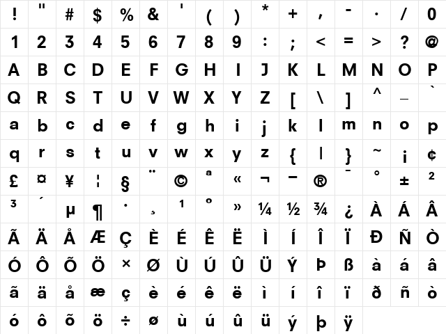 NeuzeitSHeavy-Book Book  glyph index