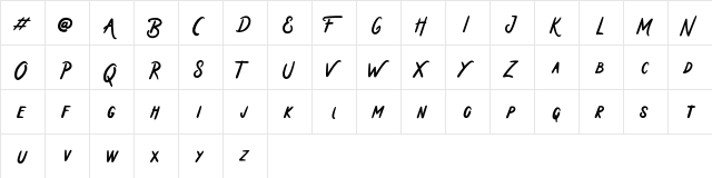 Holiday In Monday Regular  glyph index