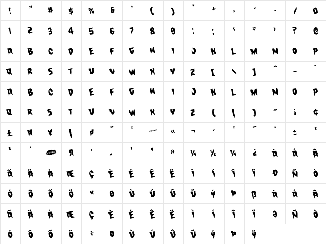 Count Suckula Rotated Regular  glyph index
