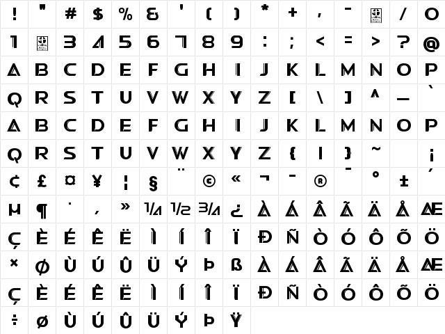 Swera Demo Shadowed Regular  glyph index