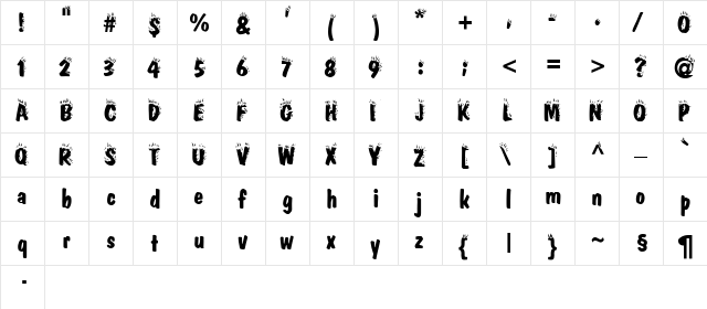 Firey Regular  glyph index