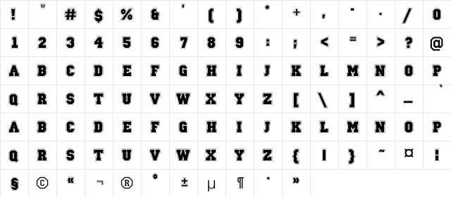 a_CampusGrav Bold  glyph index