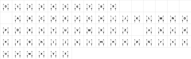 101! Torah Regular  glyph index