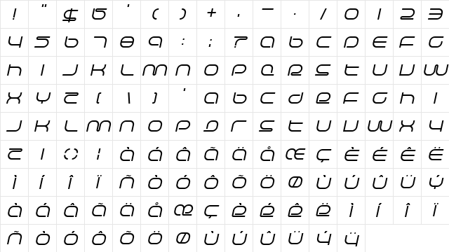 Life Support Italic  glyph index