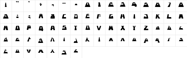 PROJECTA Regular  glyph index