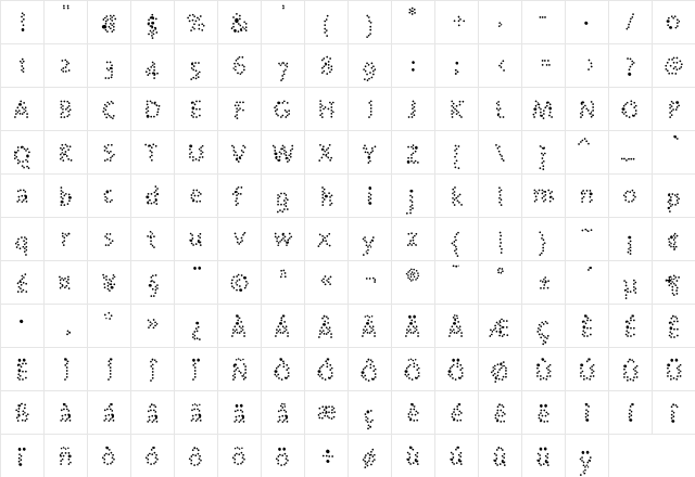 Nebulae- Regular  glyph index