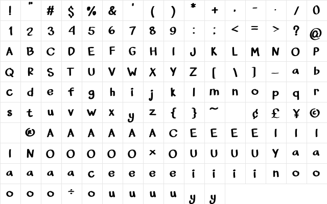 Queen Of Mermaid Regular  glyph index