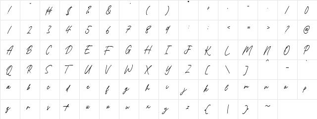 Bromrose Sands DEMO Regular  glyph index