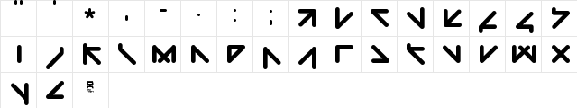 yaw taht Regular  glyph index