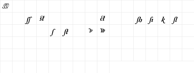 CaslonAlternateSSK SemiBoldItalic  glyph index