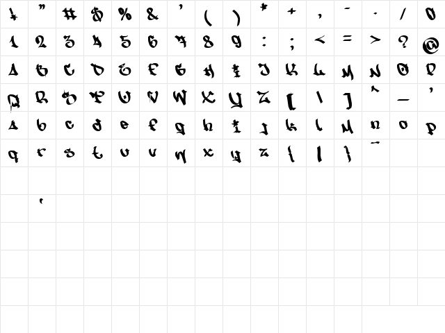 NfS MW Regular  glyph index
