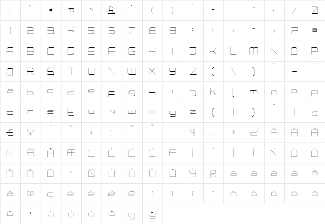 PhutureSqrdClsd Regular  glyph index