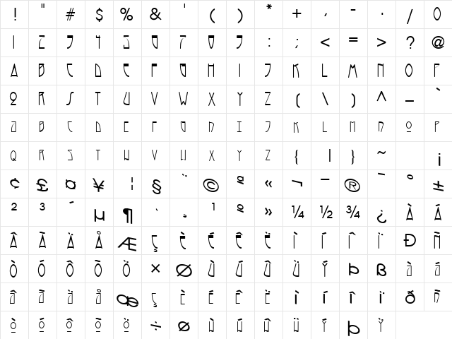High Regular  glyph index
