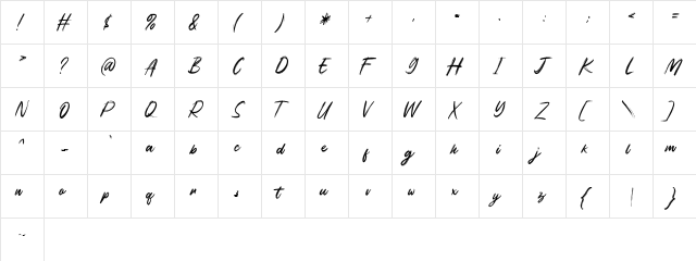 Superbia DEMO Regular  glyph index