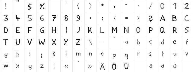 BALL bold  glyph index