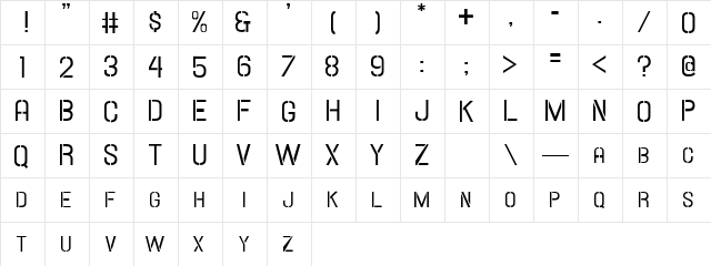 Hallandale Stencil SC JL Regular  glyph index