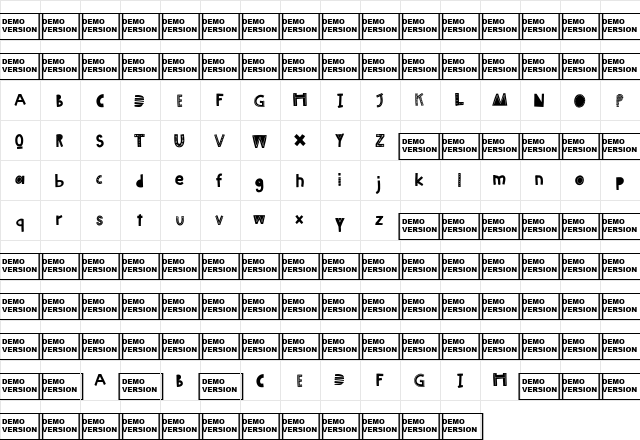 Scandilover Regular  glyph index