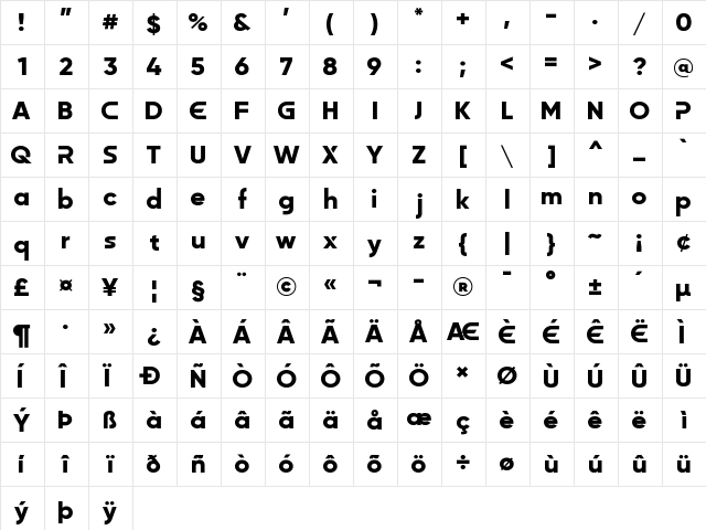 Maximize Bold  glyph index