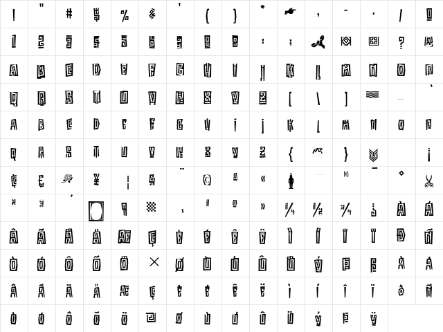 KokoaITC Bold  glyph index