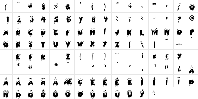 FREEZE Regular  glyph index