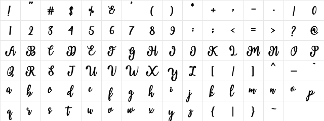 breather Regular  glyph index