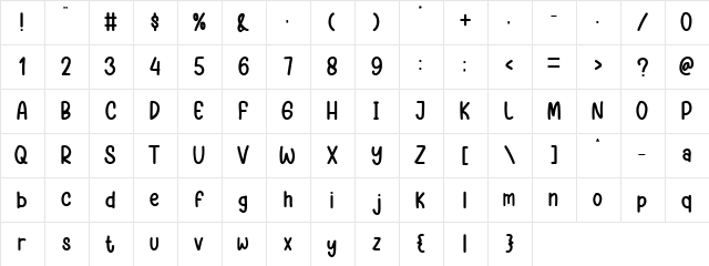 Sweet Mango Regular  glyph index