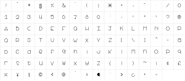 Candy Apple Regular  glyph index