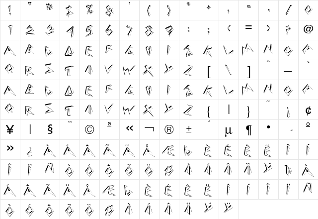 Beehive Regular  glyph index