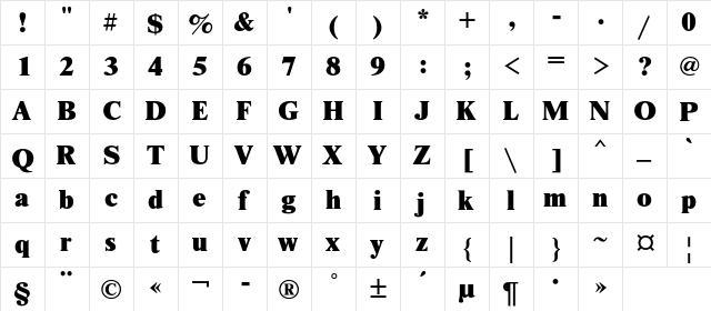 NewtonXC Regular  glyph index