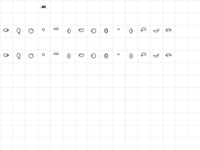 Naboo Bold  glyph index