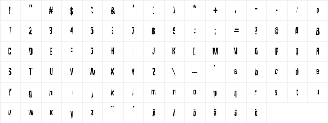 Maceo Regular  glyph index